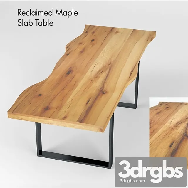Reclaimed Maple Slab Table 3D Model Free