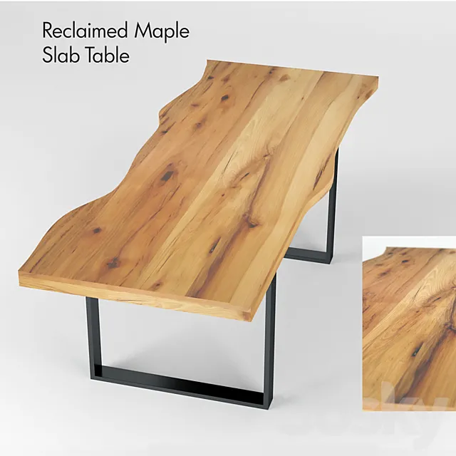 Reclaimed Maple Slab Table 3D Model