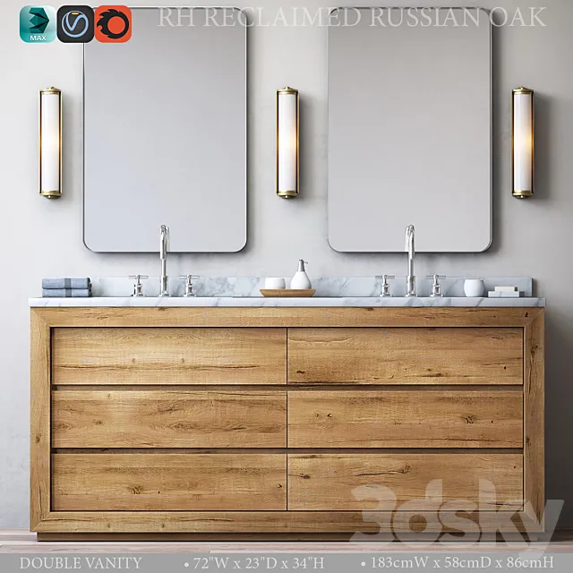 RECLAIMED RUSSIAN OAK DOUBLE VANITY 3DModel