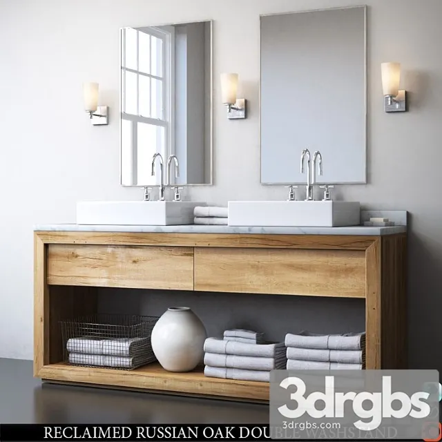Reclaimed Russian Oak Double Washstand 3D Model Free