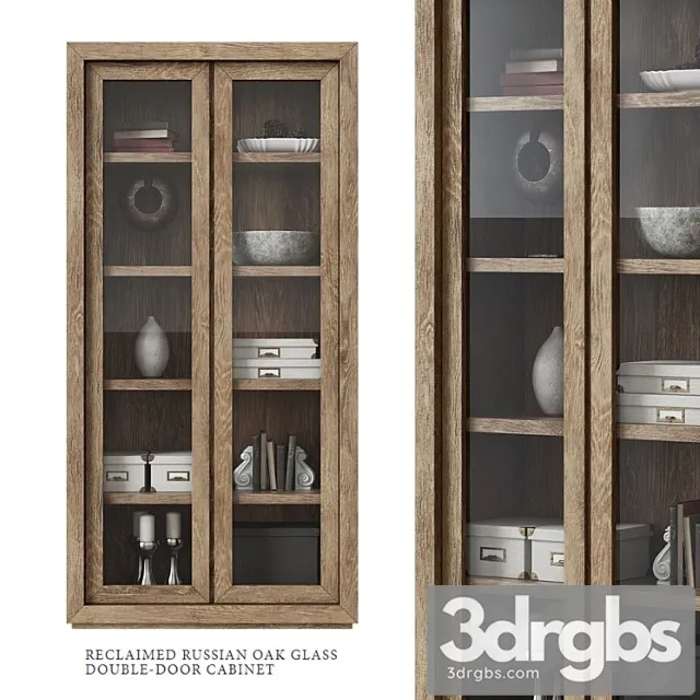 reclaimed russian oak glass double-door cabinet 3D Model Free