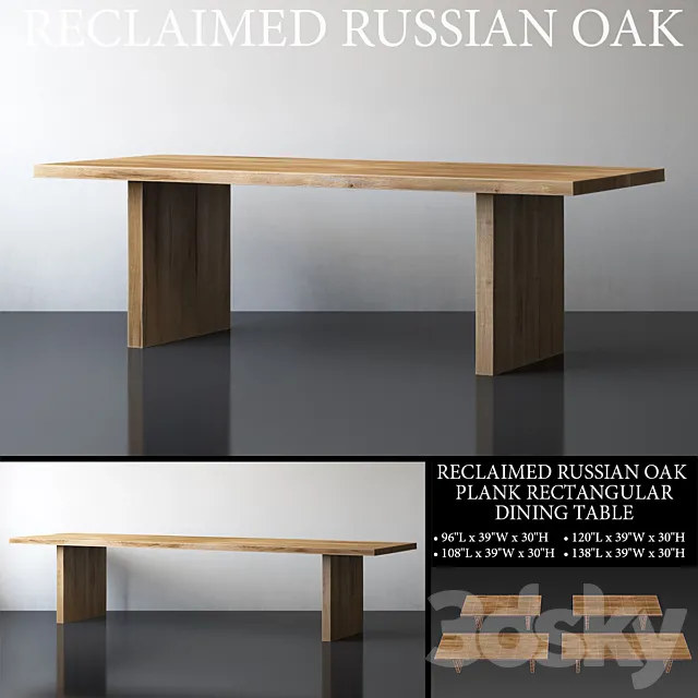 RECLAIMED RUSSIAN OAK PLANK RECTANGULAR DINING TABLE Large 3DModel