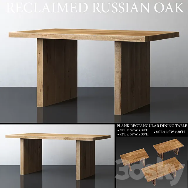 RECLAIMED RUSSIAN OAK PLANK RECTANGULAR DINING TABLE Medium 3D Model