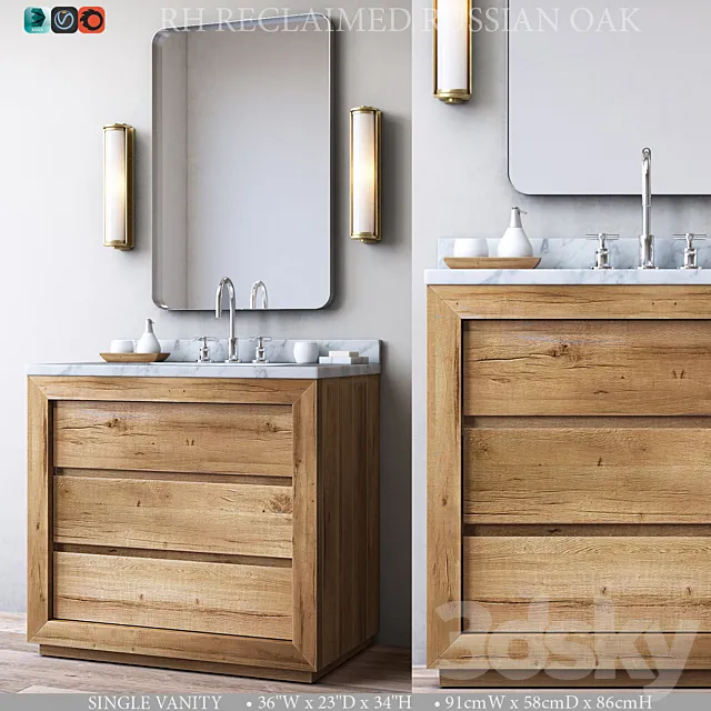 RECLAIMED RUSSIAN OAK SINGLE VANITY 3DModel