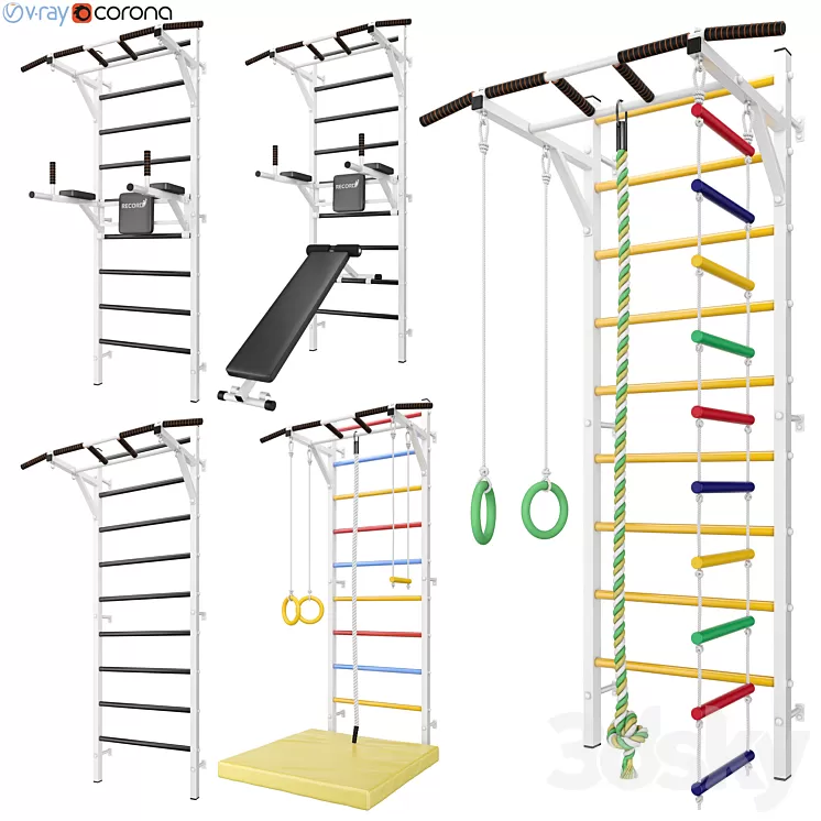 Record Monolith wall bars set 1 3D Model