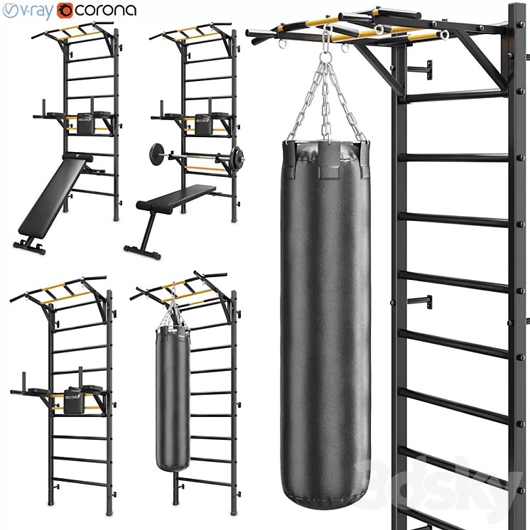 Record wall bars set 3D Model