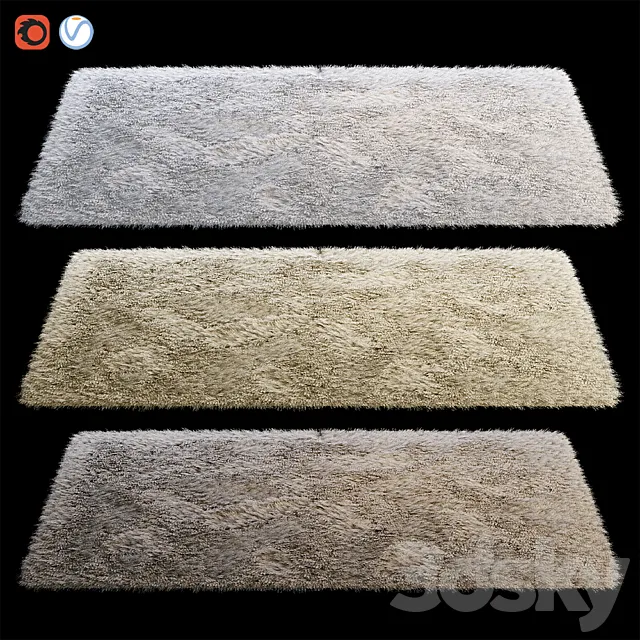 Rectangular fluffy carpet 3D Model
