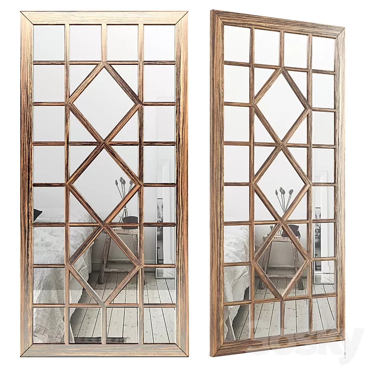 Rectangular Ivory Accent Wall Mirror LRKM2415 3D Model