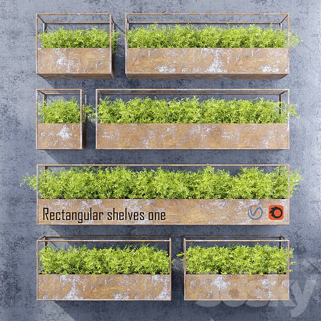 Rectangular shelves one 3D Model