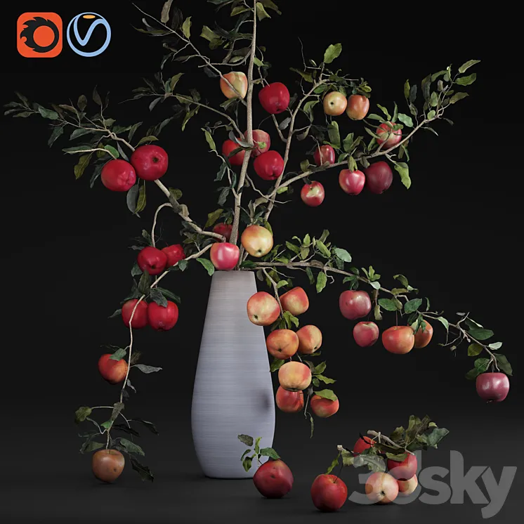 Red Cherry tomato apple branches Dry leaves Vase Free Download