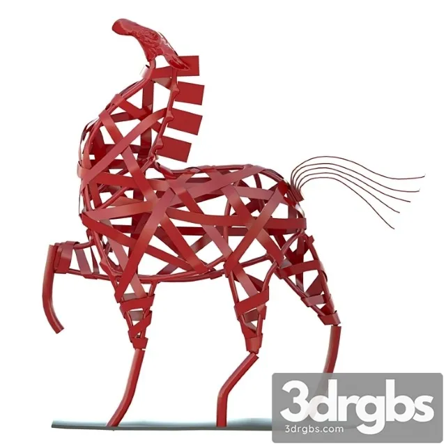 Red horse statuette 3D Model Free