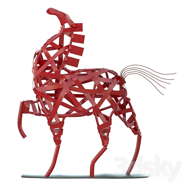 Red horse statuette 3D Model