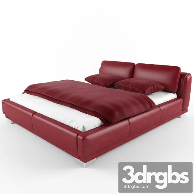 Red Leather Bed 3D Model Free