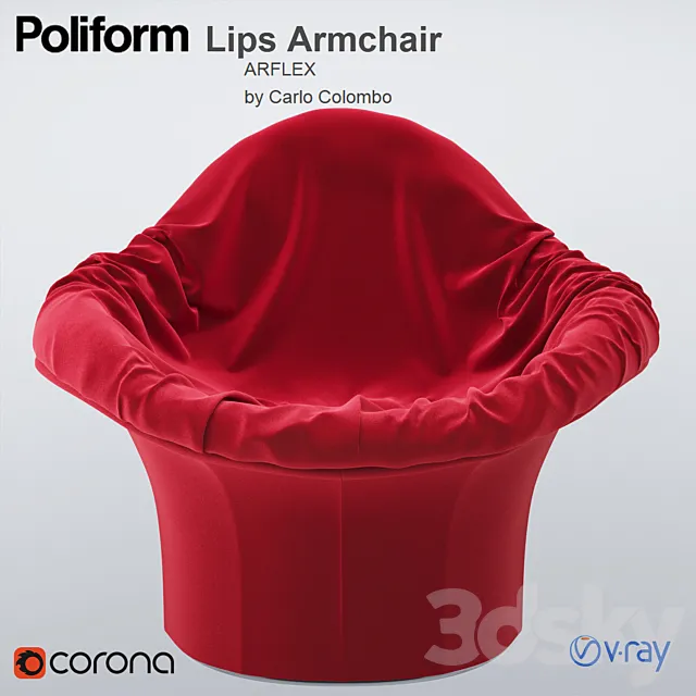 Red Lips Armchair by Carlo Colombo 3D Model