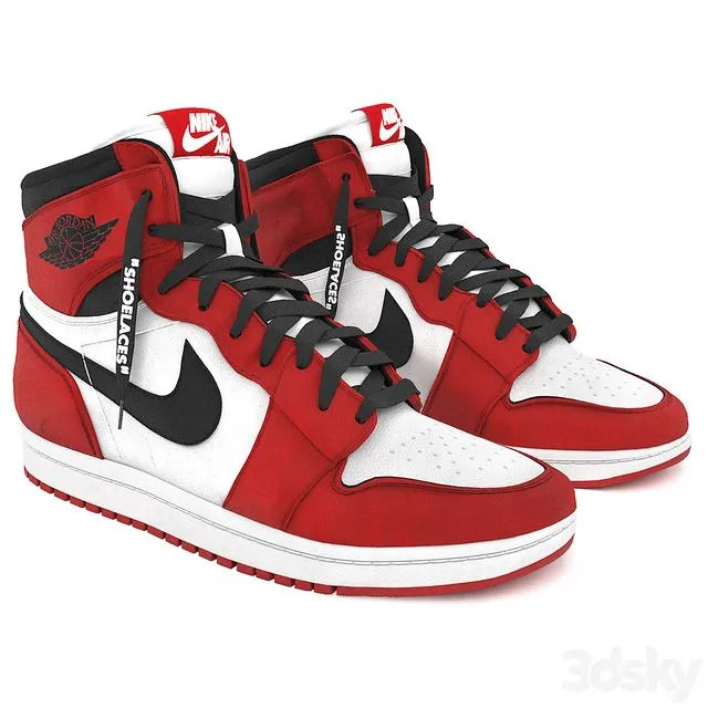 Red nike air jordan 1 retro 3D Model