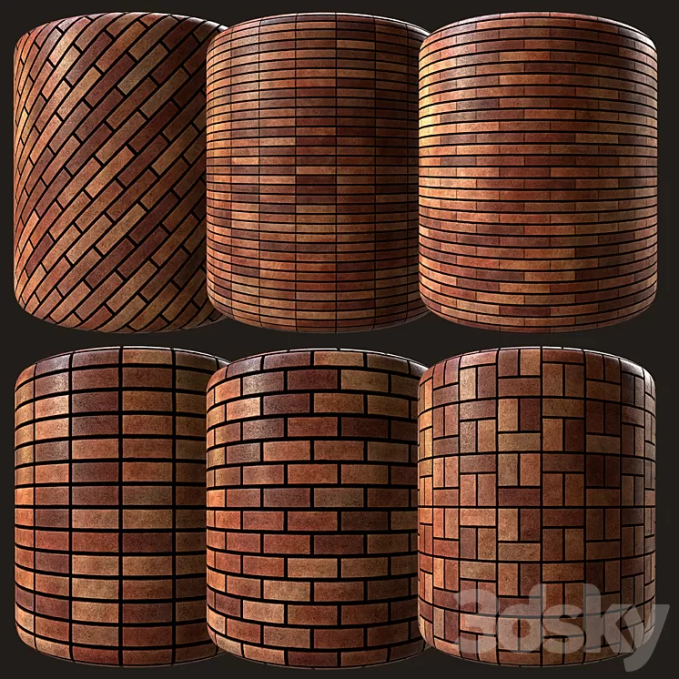 red rustic american brick 05 3D Model Free