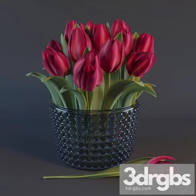 Red Tulips 1 3D Model Free