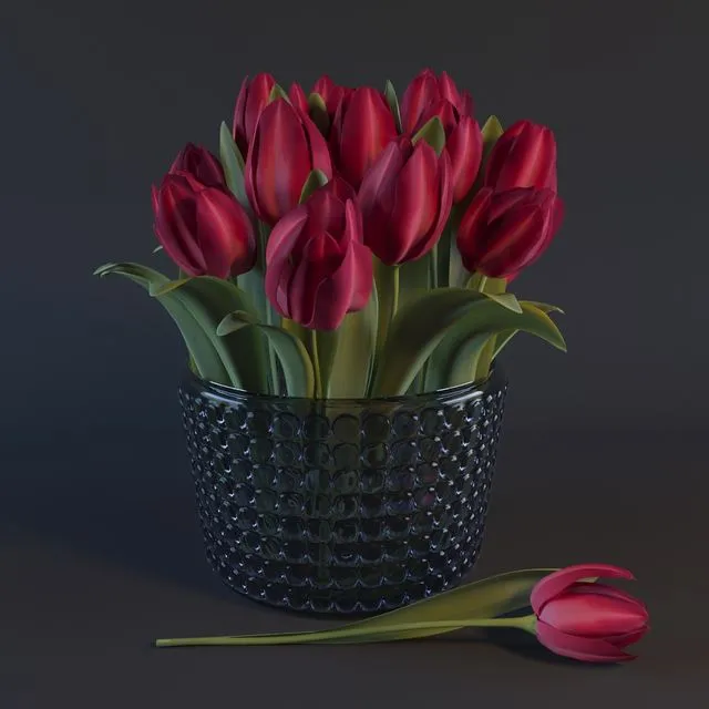 Red Tulips 3D Model