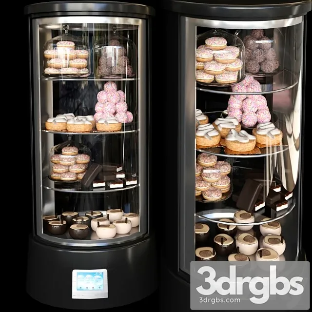 Refrigerator in a cafe with desserts and various sweets 2. confectionery shop Free Download