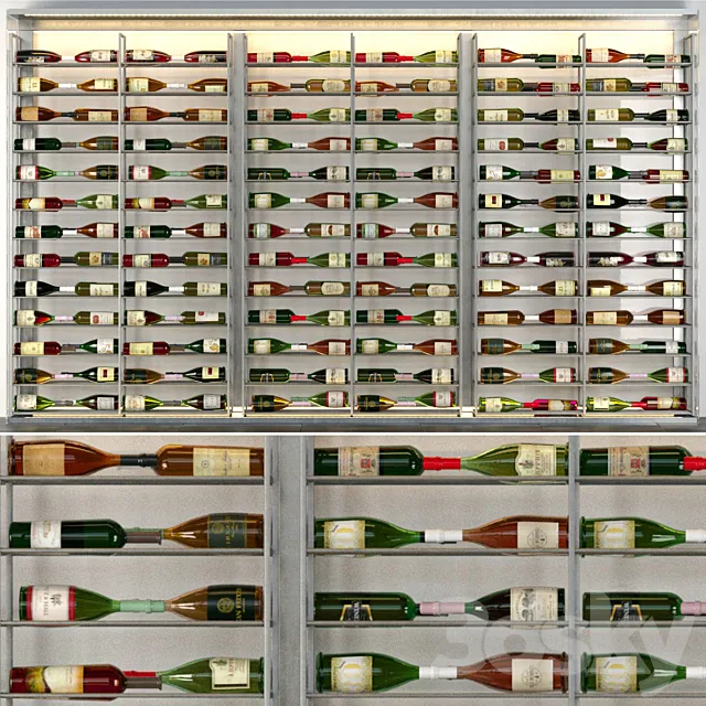 Refrigerator in a liquor store with a collection of wine. Alcohol 3 3DModel