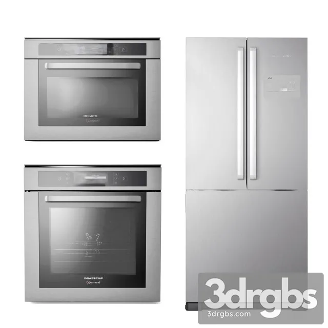 Refrigerator Kitchen Appliance Set 02 3D Model Free