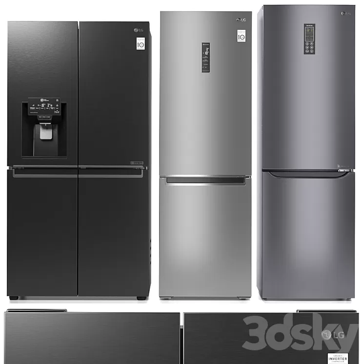 Refrigerator set LG 4 3D Model