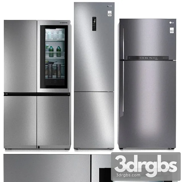 Refrigerator Set LG 5 3D Model Free