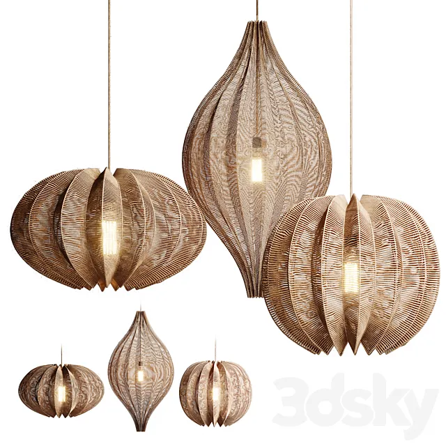 Regency Seagrass Pendant Lamp 3D Model