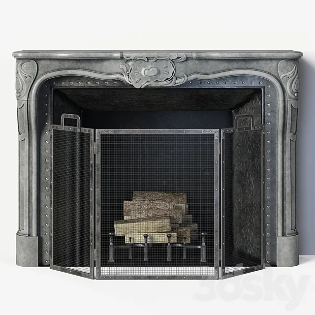 Regency Style Stone Fireplace 3DModel