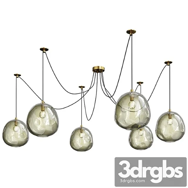 Regina andrew molten spider natural brass and smoke glass chandelier 3D Model Free