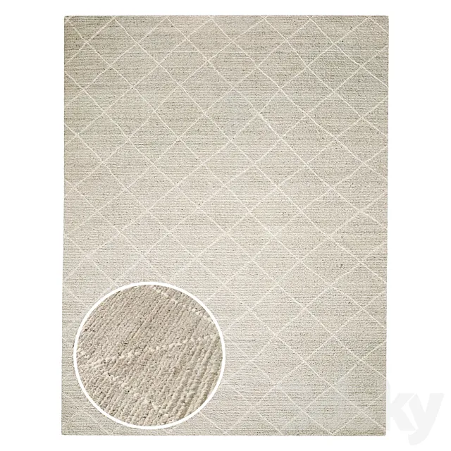 Reina Diamond Handwoven Wool Rug 3D Model