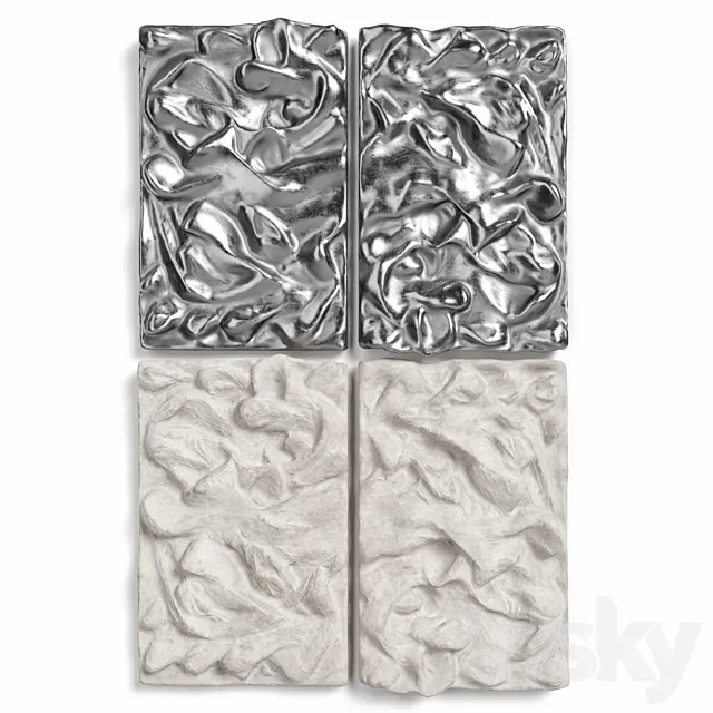 Relief metal and plaster wall panel 3D Model