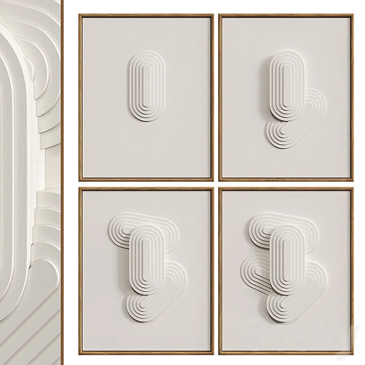 Relief WHITE ART set 1 3D Model Free
