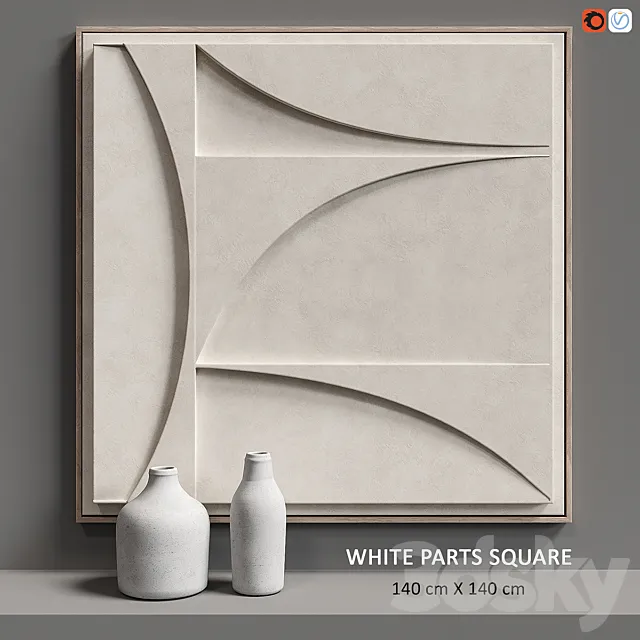 Relief WHITE PARTS SQUARE 3D Model