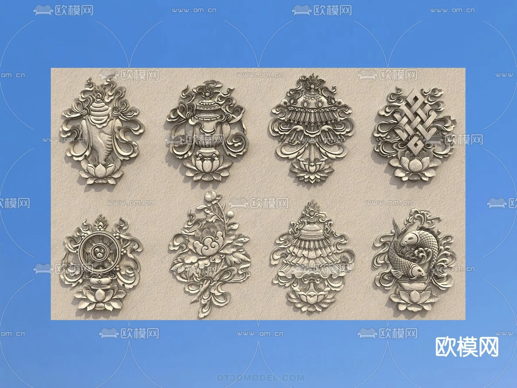 Relief with Pattern - 3D Models for Interior Decoration - 002