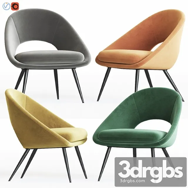Rendle modern partially open accent armchair 3D Model Free