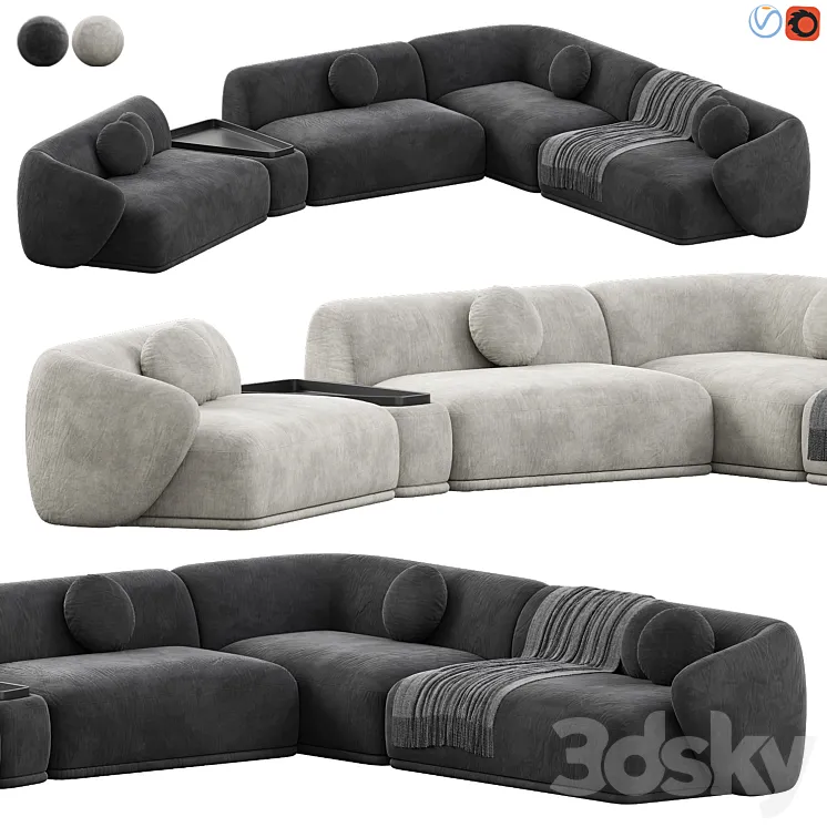 Rene Sofa by Meridiani Set 2 3D Model Free