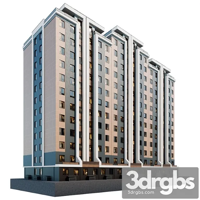 Residential Building 12 Floors 3D Model Free