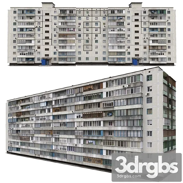Residential building soviet era. series 1kg-480 3D Model Free