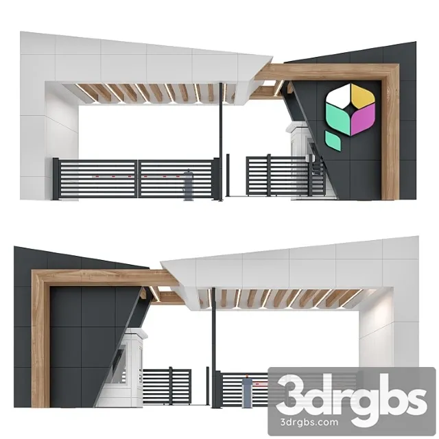 Residential complex entrance group 3D Model Download