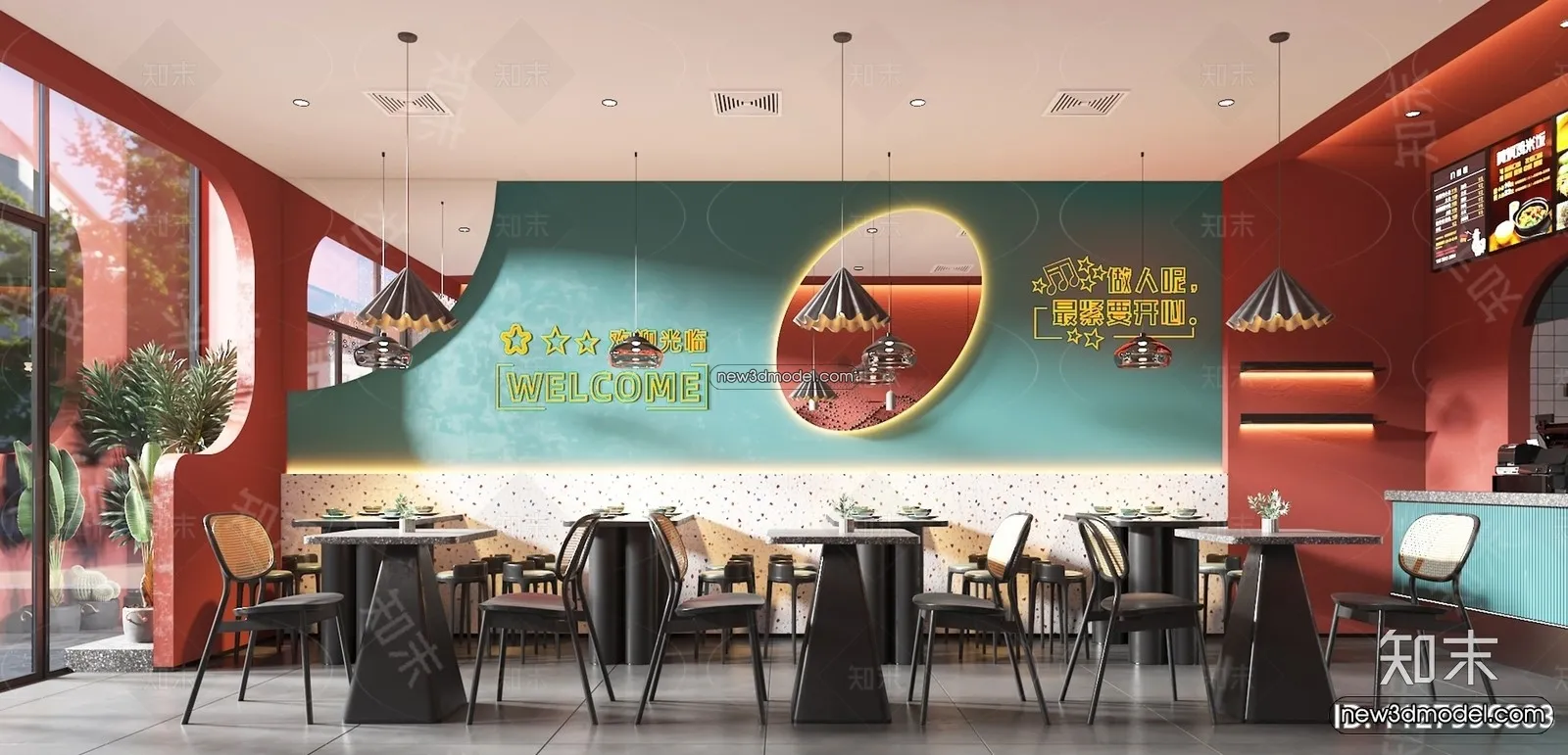 Restaurant and Fastfood 3D Scene - 3D Blocks - 002