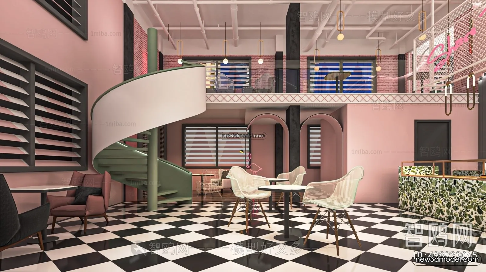 Restaurant and Fastfood 3D Scene - 3D Blocks - 011