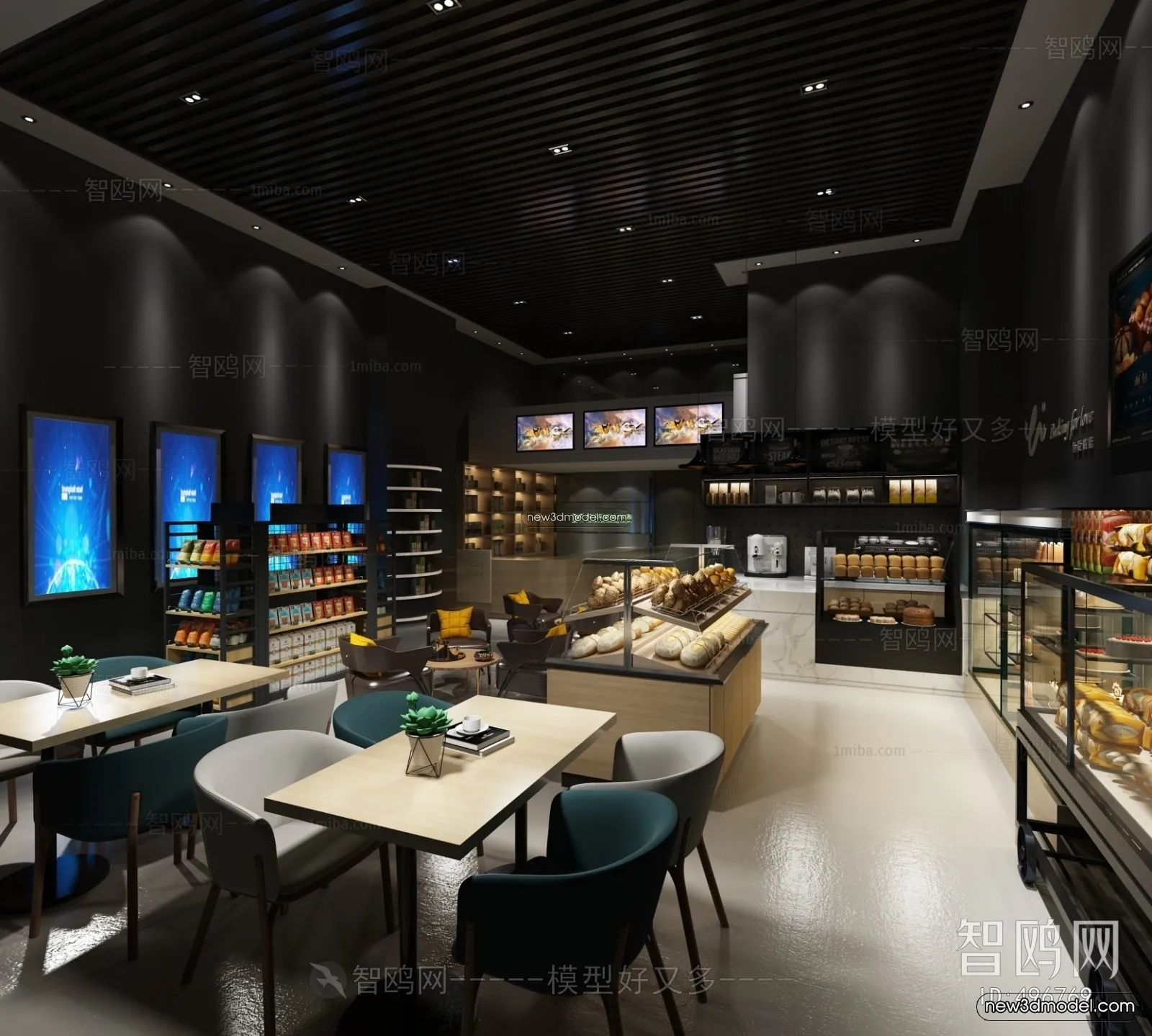 Restaurant and Fastfood 3D Scene - 3D Blocks - 034