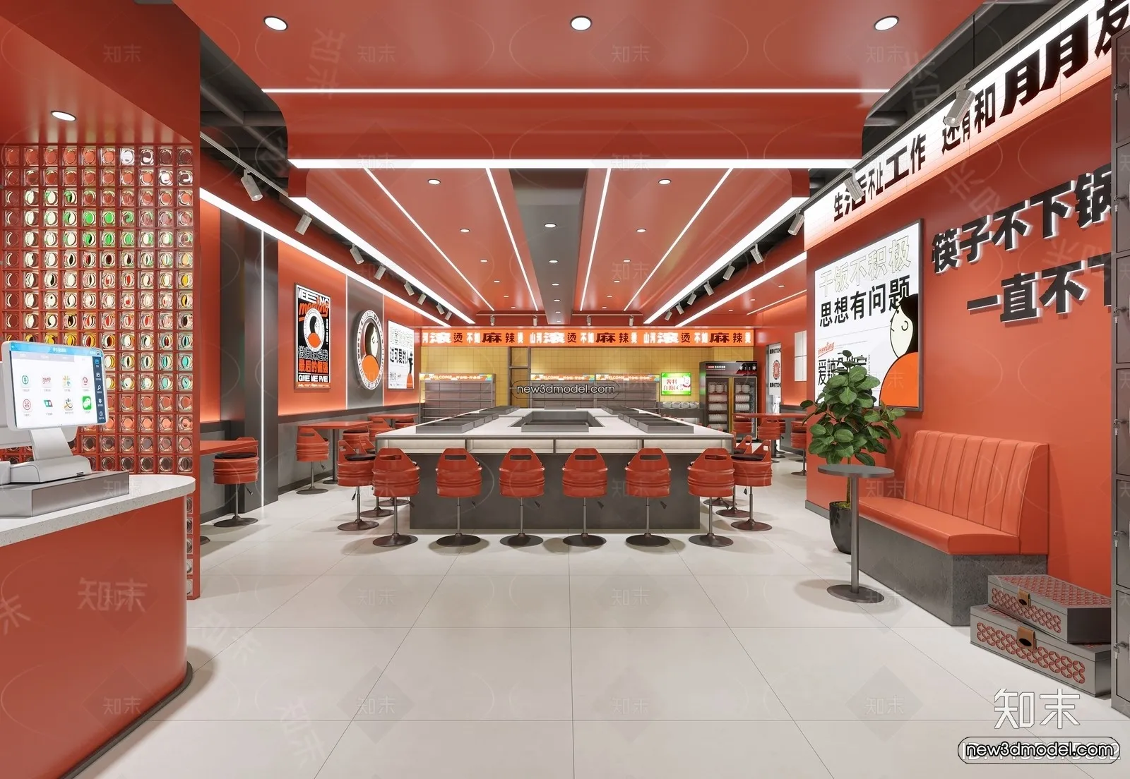 Restaurant and Fastfood 3D Scene - 3D Blocks - 035