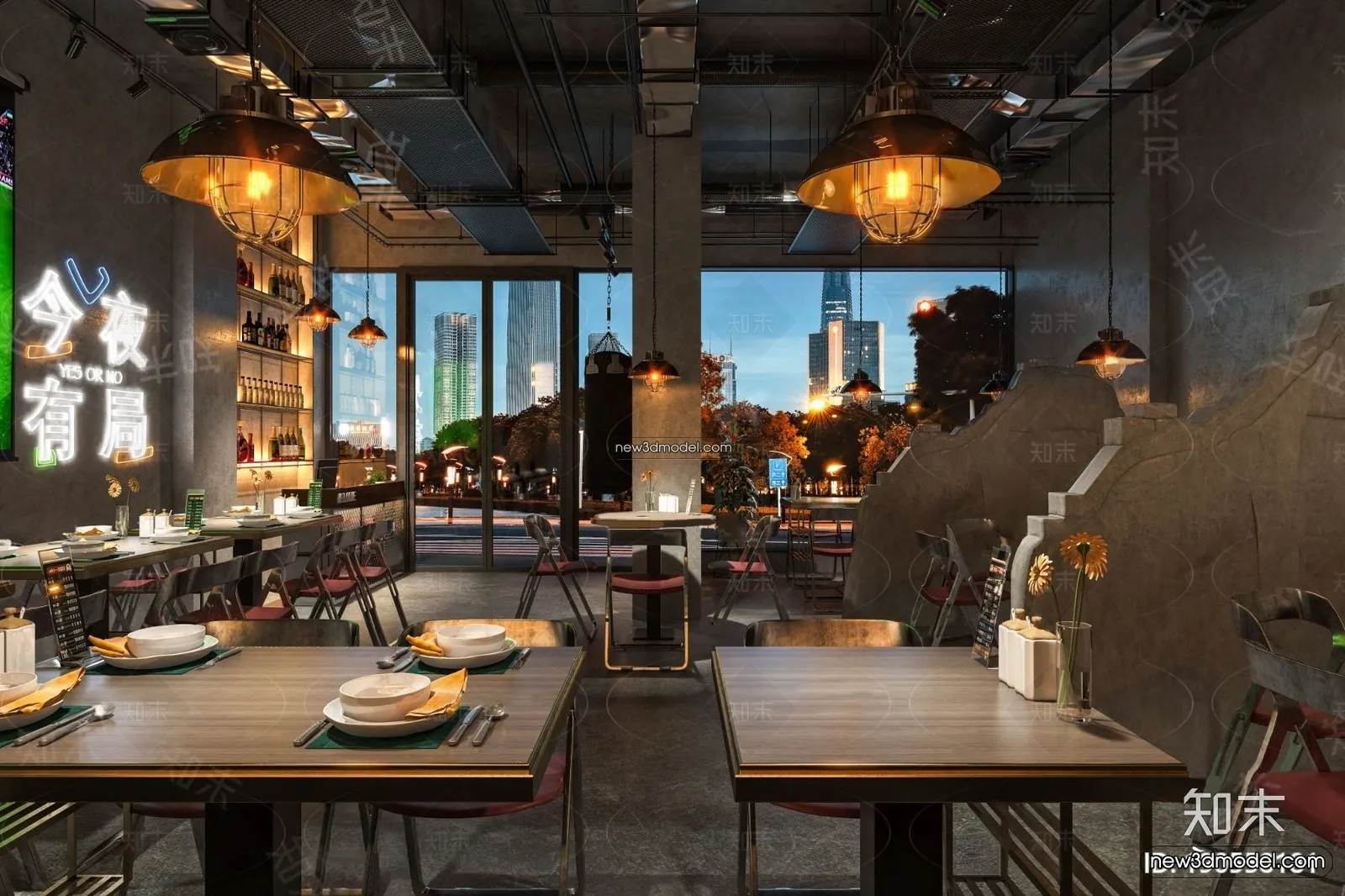 Restaurant and Fastfood 3D Scene - 3D Blocks - 051