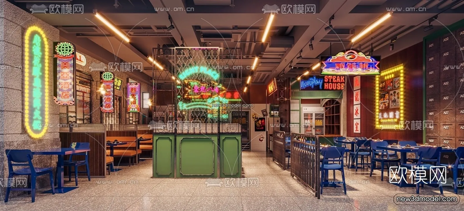 Restaurant and Fastfood 3D Scene - 3D Blocks - 065