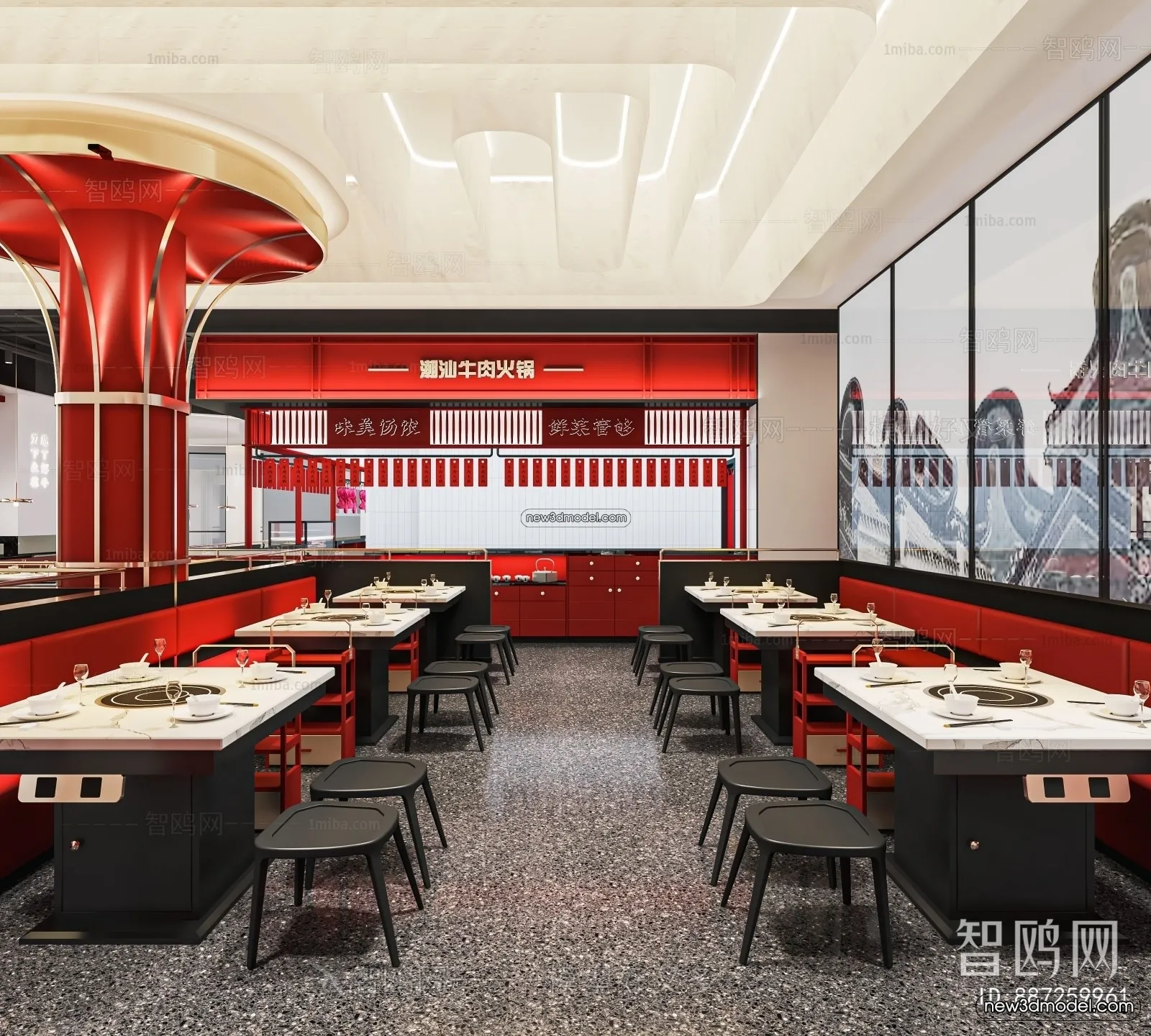 Restaurant and Fastfood 3D Scene - 3D Blocks - 067