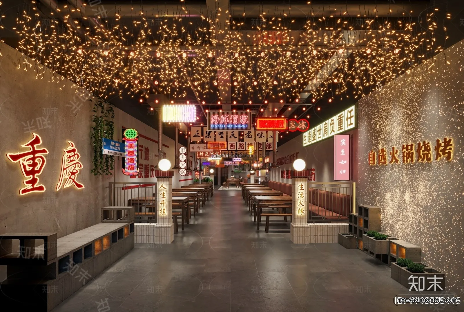 Restaurant and Fastfood 3D Scene - 3D Blocks - 068