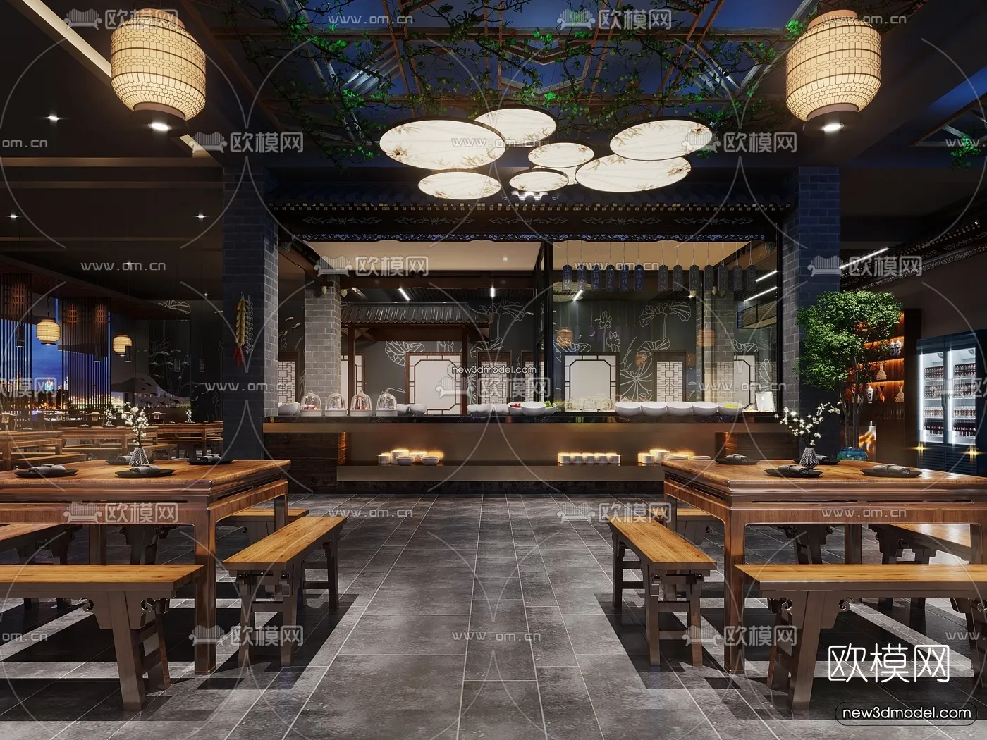 Restaurant and Fastfood 3D Scene - 3D Blocks - 076