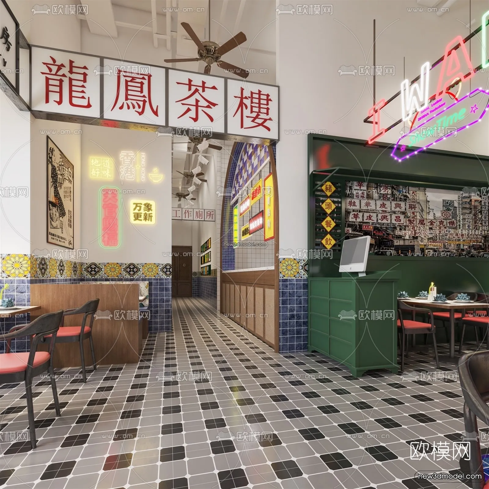 Restaurant and Fastfood 3D Scene - 3D Blocks - 080